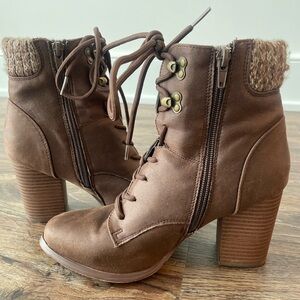 XOXO Brown Heeled Boots